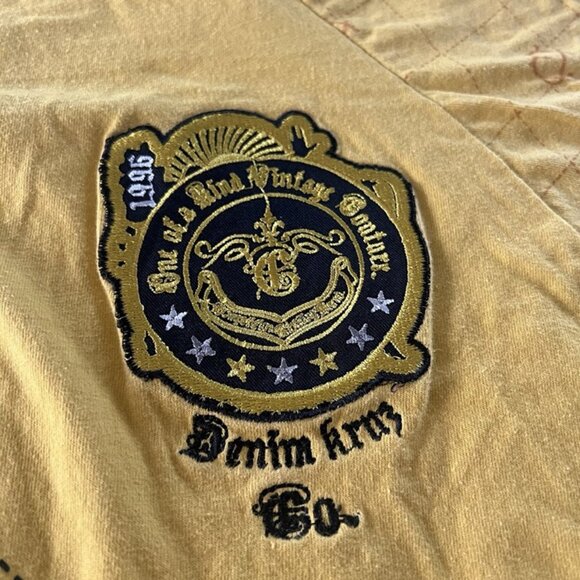 Denim Kruz Yellow Argyle Graphic T-shirt Crest Patch Retro Preppy Baggy Men’s 4X - Picture 3 of 12